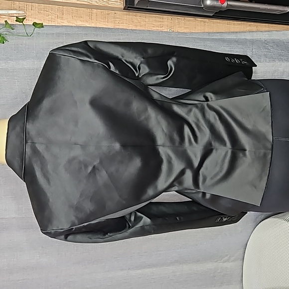 PINK TARTAN DBLE BREASTED CROPPED SATIN LOOK JACKET SIZE 2 - Picture 4 of 9